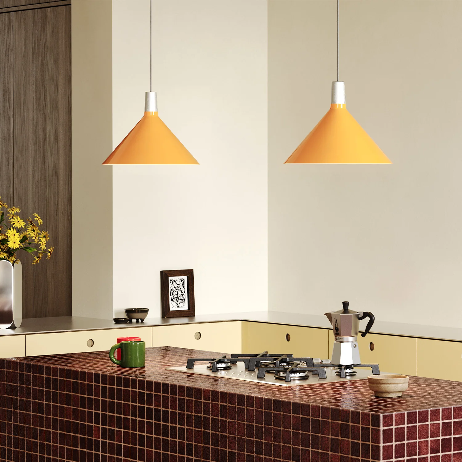 Bower Pendant Light Medium in Yellow + Sphere IV - Image 2