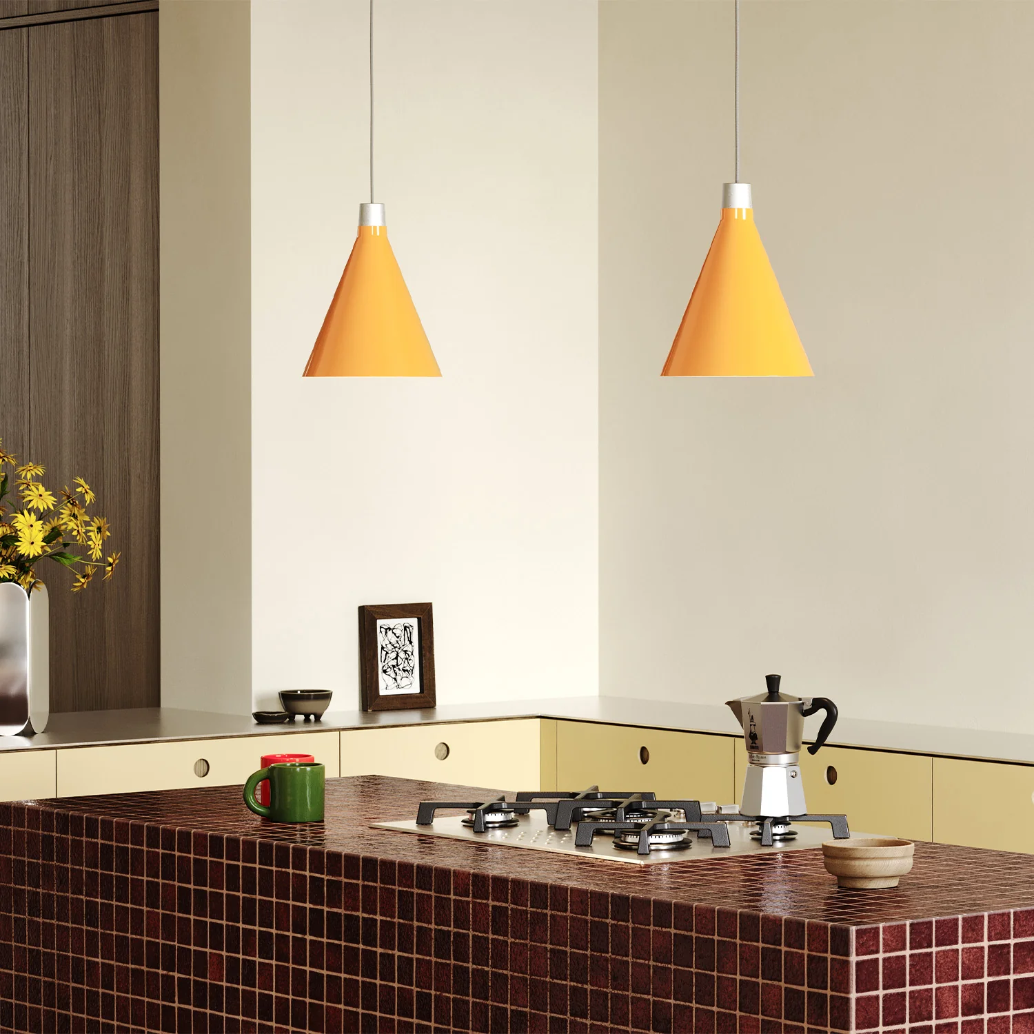 Bower Pendant Light Small in Yellow + Sphere III - Image 2