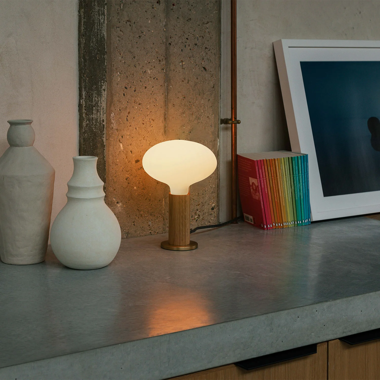Knuckle Table Lamp in Oak + Oval - Image 2