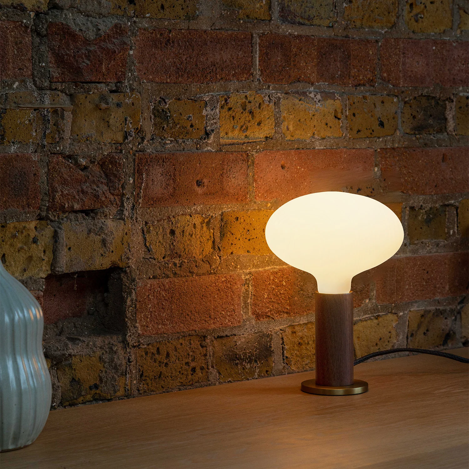 Knuckle Table Lamp in Walnut + Oval - Image 2