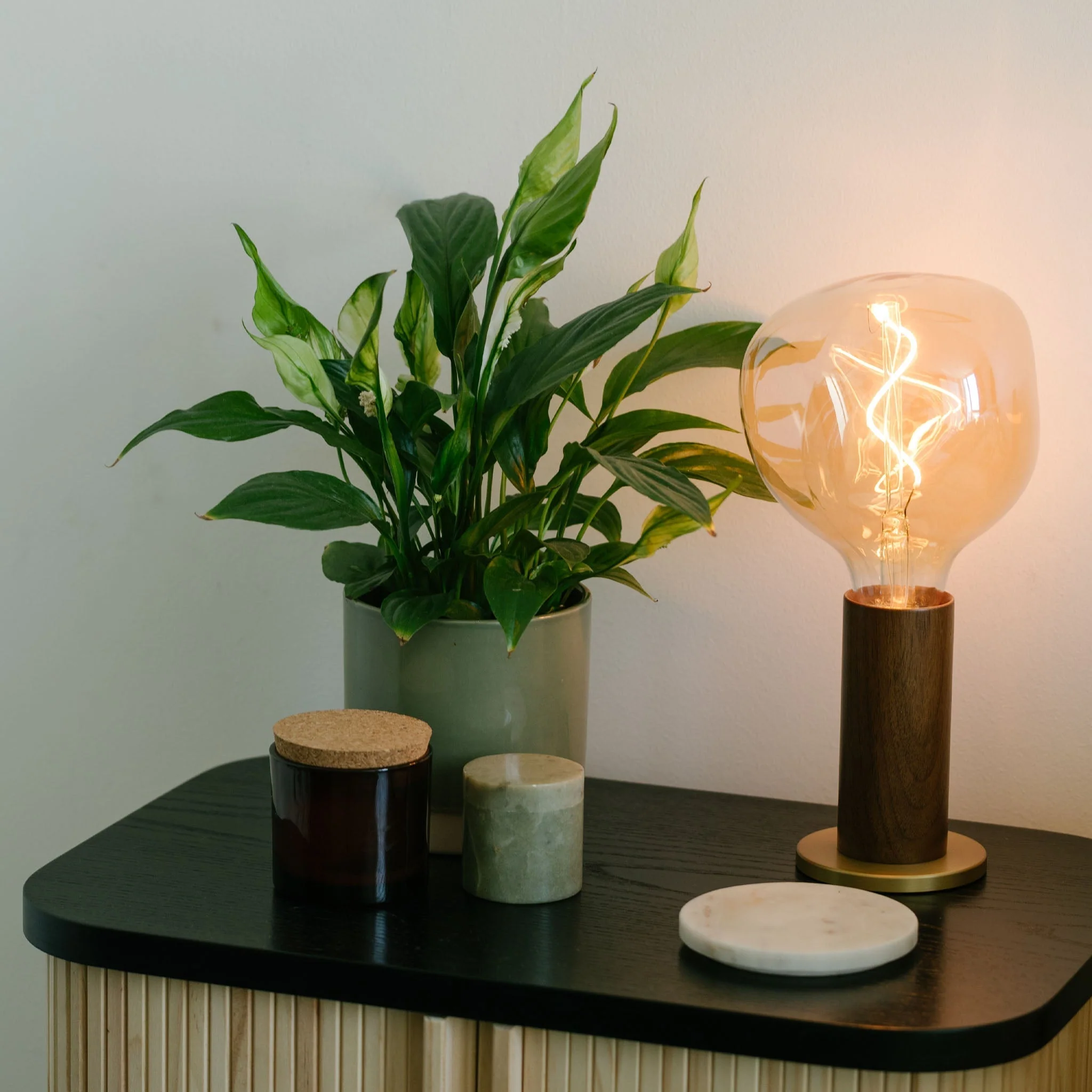 Knuckle Table Lamp in Walnut + Voronoi I - Image 5