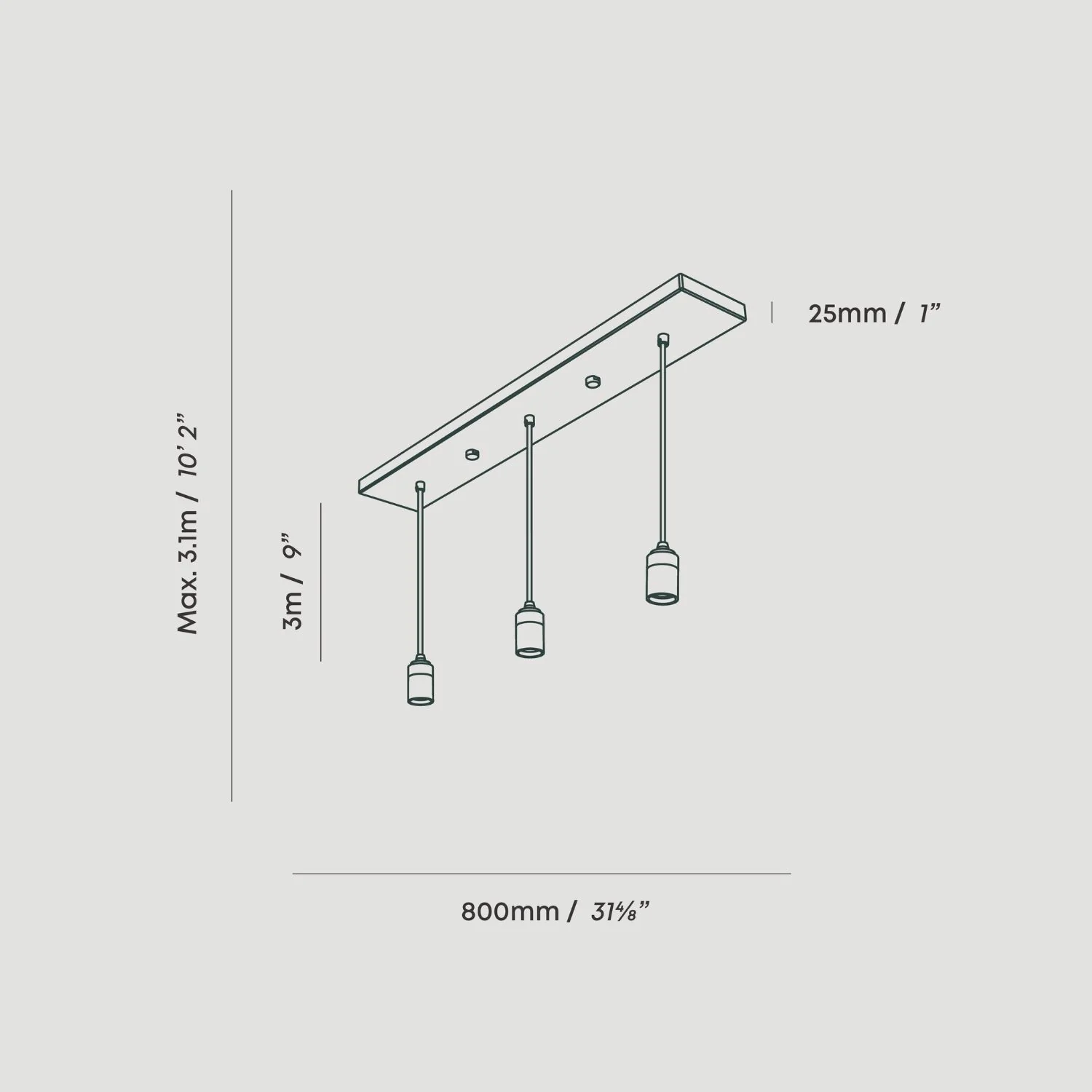 Linear Triple Pendant in Brass - Image 5