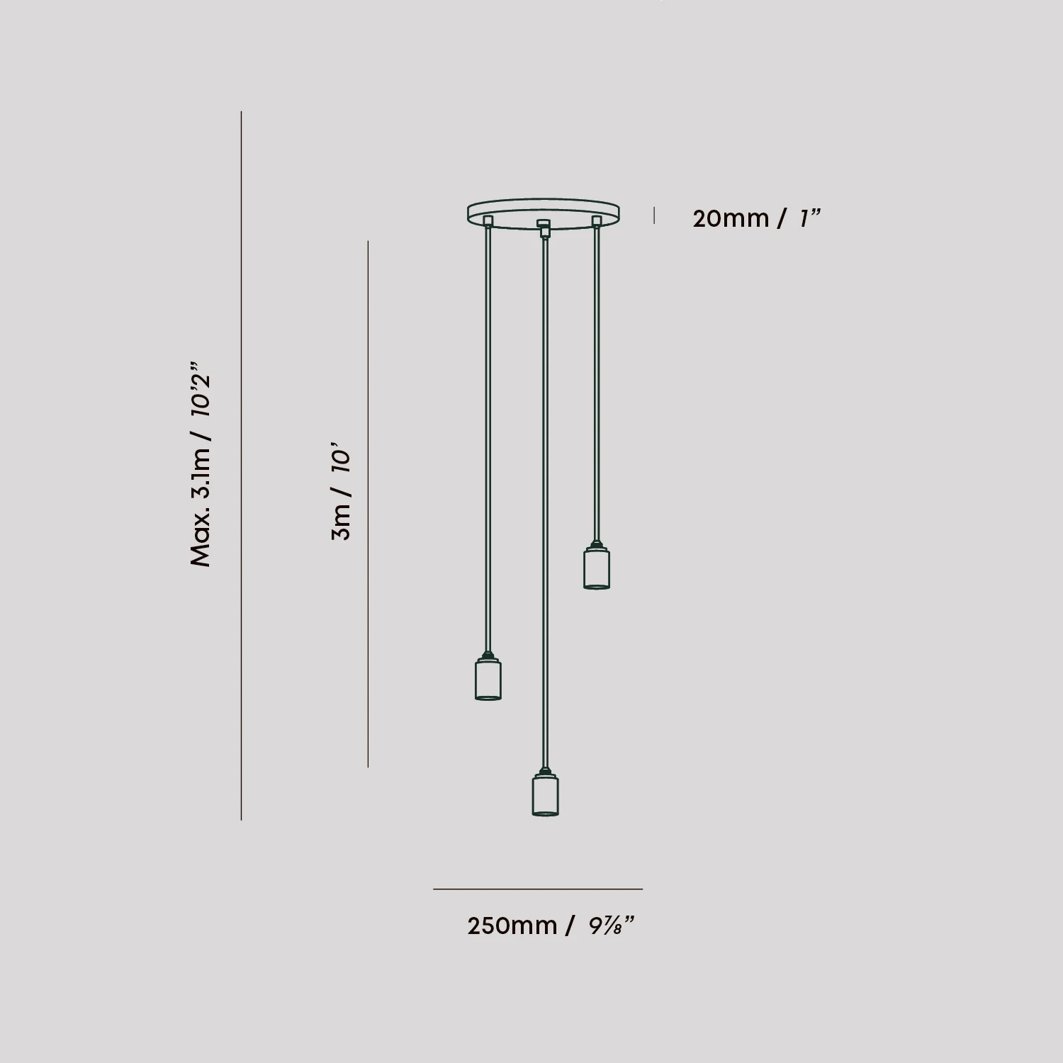 Triple Pendant in Graphite - Image 6