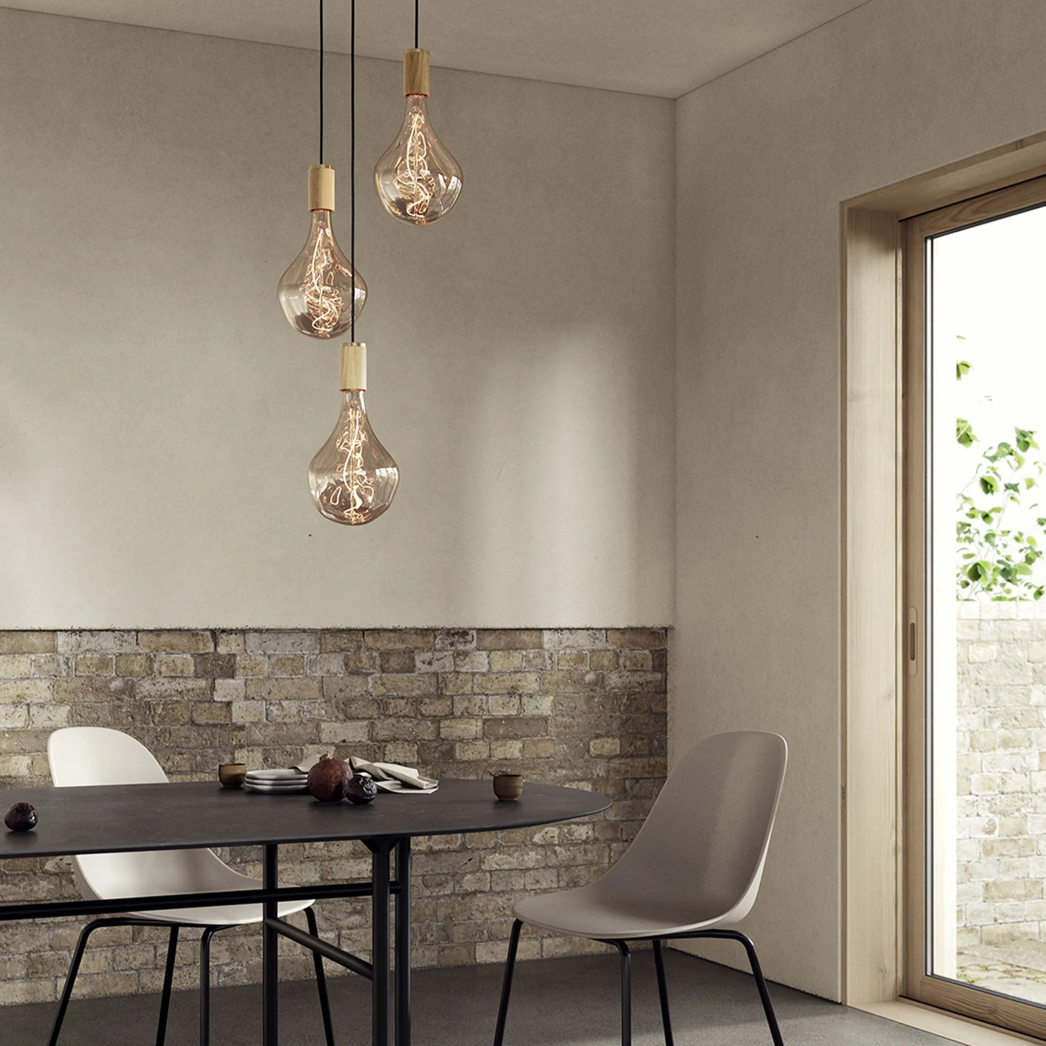 Triple Pendant in Oak + Voronoi II - Image 2