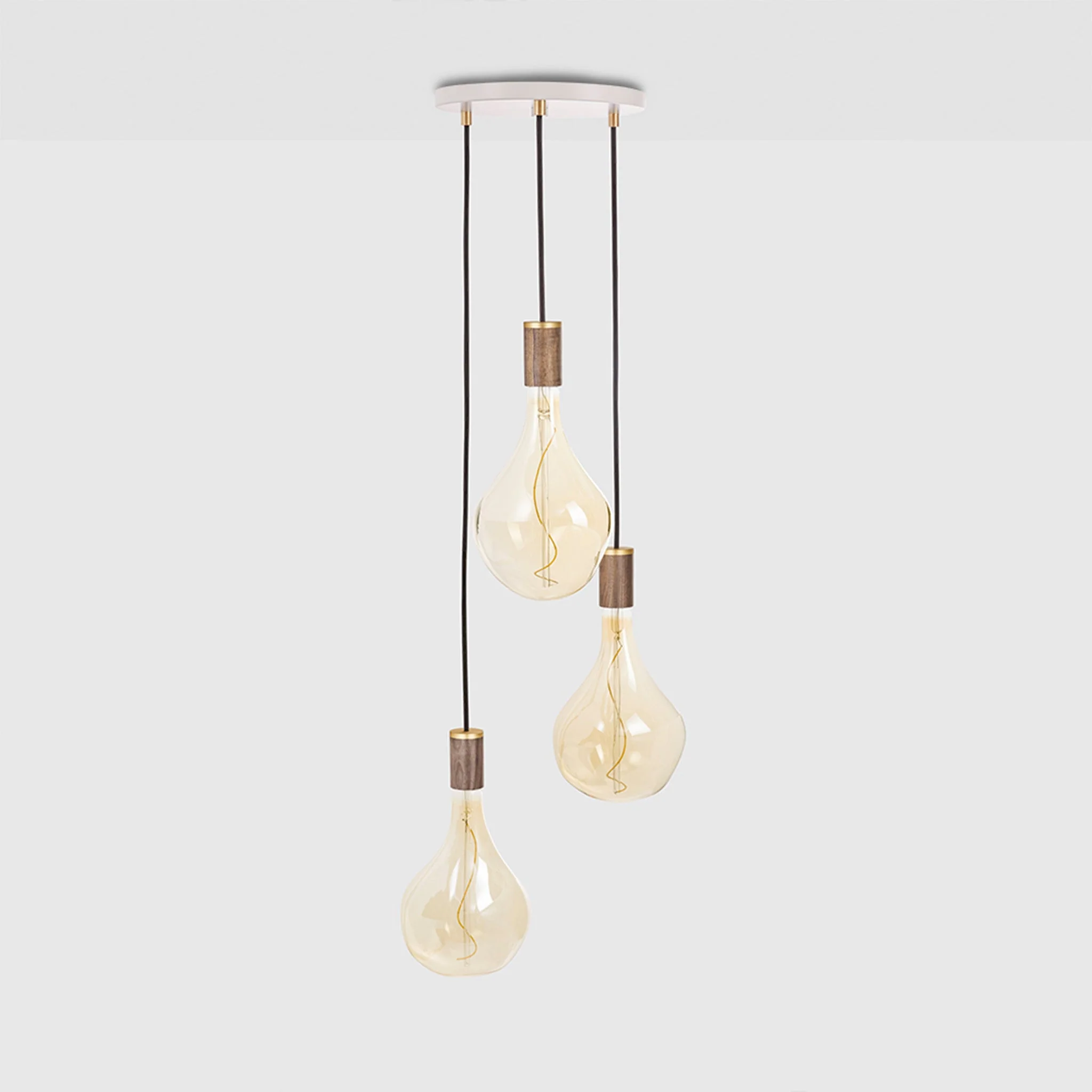 Triple Pendant in Walnut + Voronoi II